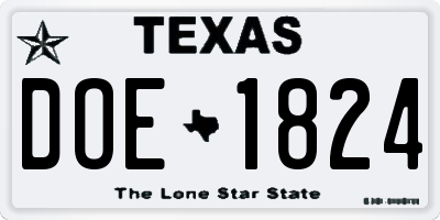 TX license plate DOE1824