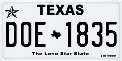 TX license plate DOE1835