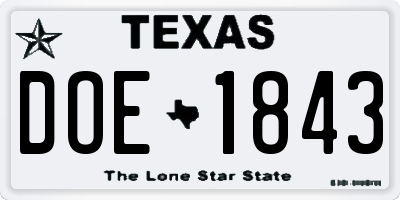 TX license plate DOE1843