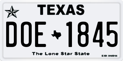 TX license plate DOE1845