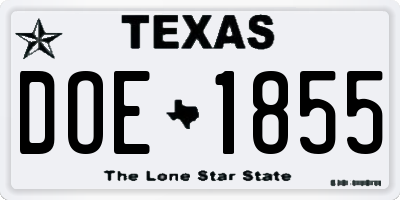 TX license plate DOE1855