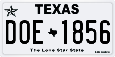 TX license plate DOE1856