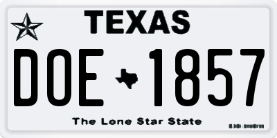TX license plate DOE1857