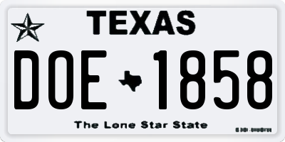 TX license plate DOE1858