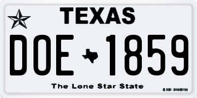 TX license plate DOE1859