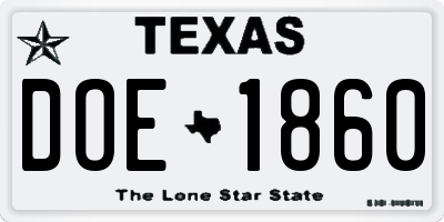 TX license plate DOE1860