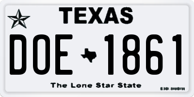 TX license plate DOE1861