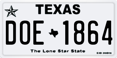 TX license plate DOE1864