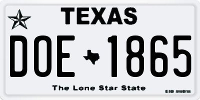 TX license plate DOE1865