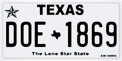 TX license plate DOE1869