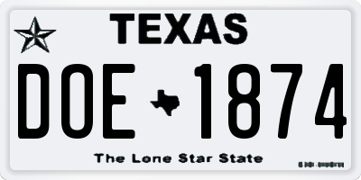 TX license plate DOE1874