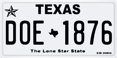 TX license plate DOE1876