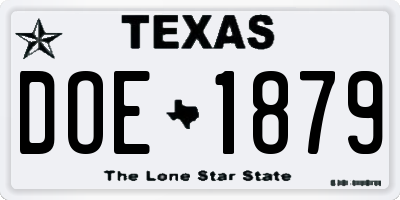 TX license plate DOE1879