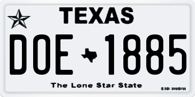 TX license plate DOE1885