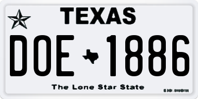 TX license plate DOE1886