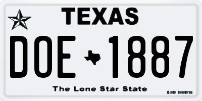 TX license plate DOE1887