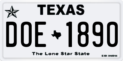 TX license plate DOE1890