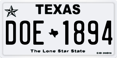 TX license plate DOE1894