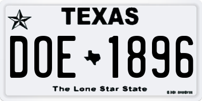 TX license plate DOE1896