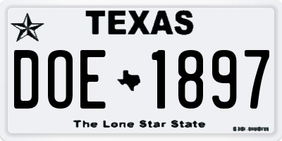 TX license plate DOE1897
