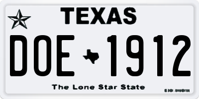 TX license plate DOE1912