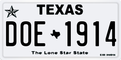 TX license plate DOE1914