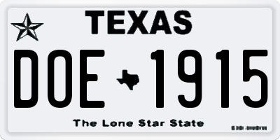 TX license plate DOE1915