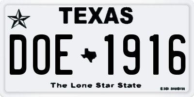 TX license plate DOE1916