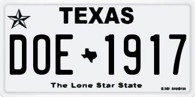 TX license plate DOE1917