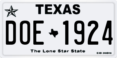 TX license plate DOE1924