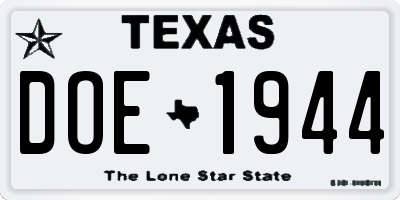 TX license plate DOE1944