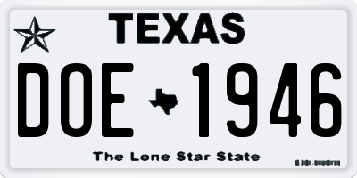 TX license plate DOE1946