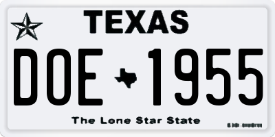 TX license plate DOE1955