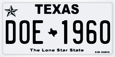 TX license plate DOE1960