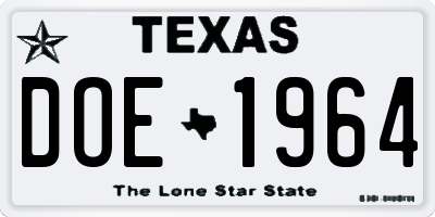 TX license plate DOE1964