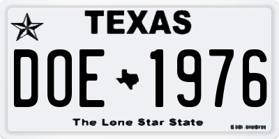 TX license plate DOE1976