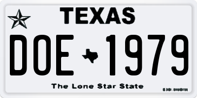 TX license plate DOE1979
