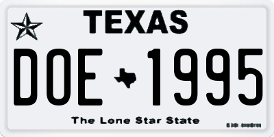 TX license plate DOE1995
