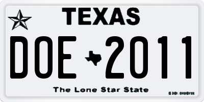 TX license plate DOE2011