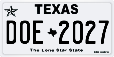 TX license plate DOE2027