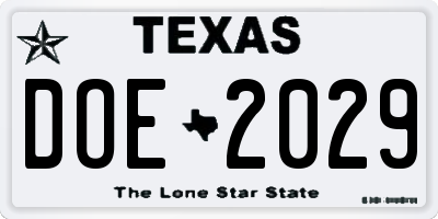 TX license plate DOE2029
