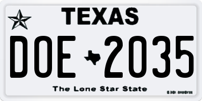 TX license plate DOE2035