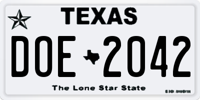 TX license plate DOE2042