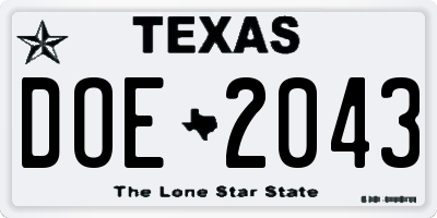 TX license plate DOE2043