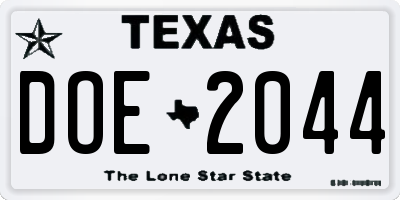 TX license plate DOE2044