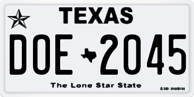 TX license plate DOE2045