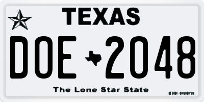 TX license plate DOE2048