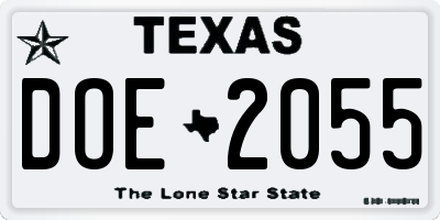 TX license plate DOE2055