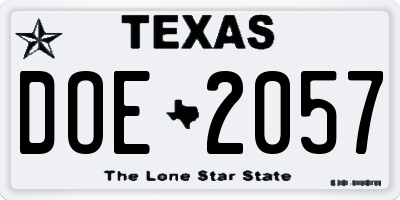 TX license plate DOE2057