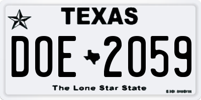 TX license plate DOE2059